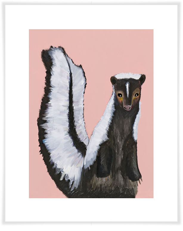 Miss Skunk on Blush - Paper Giclée Print