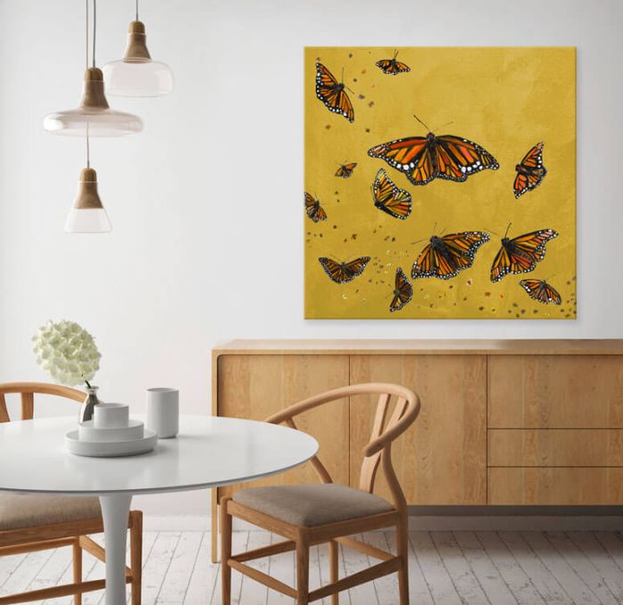 Monarchs in Curry Yellow - Canvas Giclée Print