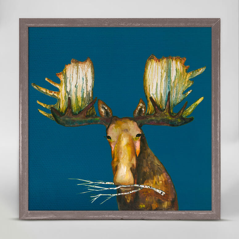 Moose with Branch Mini Print 6"x6"