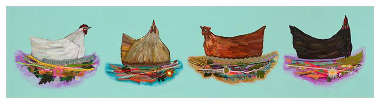Nesting Hens Row - Canvas Giclée Print