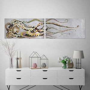 Octopus Diptych - Canvas Giclée Print