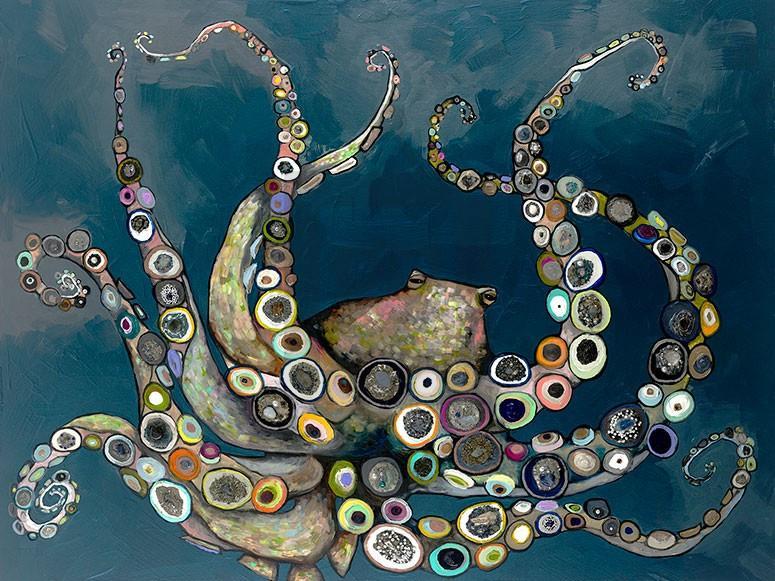 Octopus in the Deep Blue Sea - Canvas Giclée Print