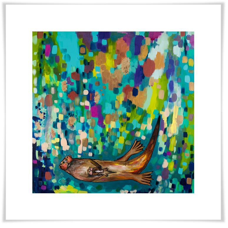 Otter and Baby Otter - Paper Giclée Print