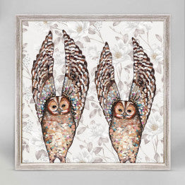 Owl Duo - Floral Mini Print 6"x6"