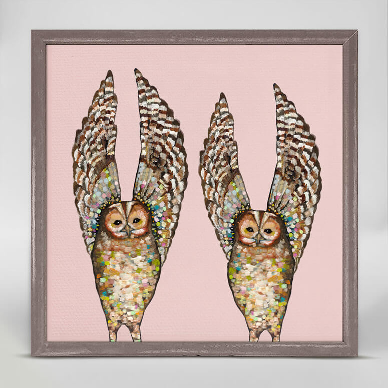 Owl Duo on Pink Mini Print 6"x6"