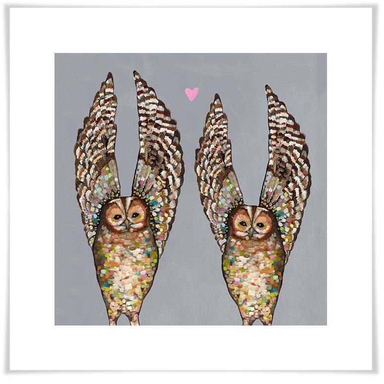 Owl Love Gray - Paper Giclée Print