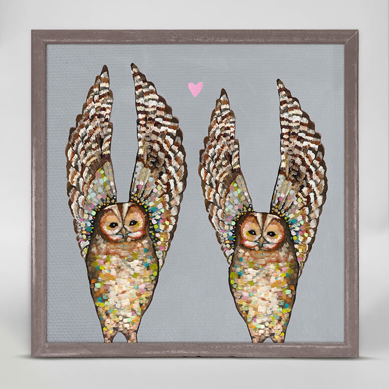 Owl Love - Gray Mini Print 6"x6"