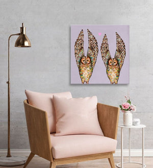 Owl Love Lavender - Canvas Giclée Print