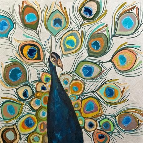 Peacock Pearl White - Canvas Giclée Print