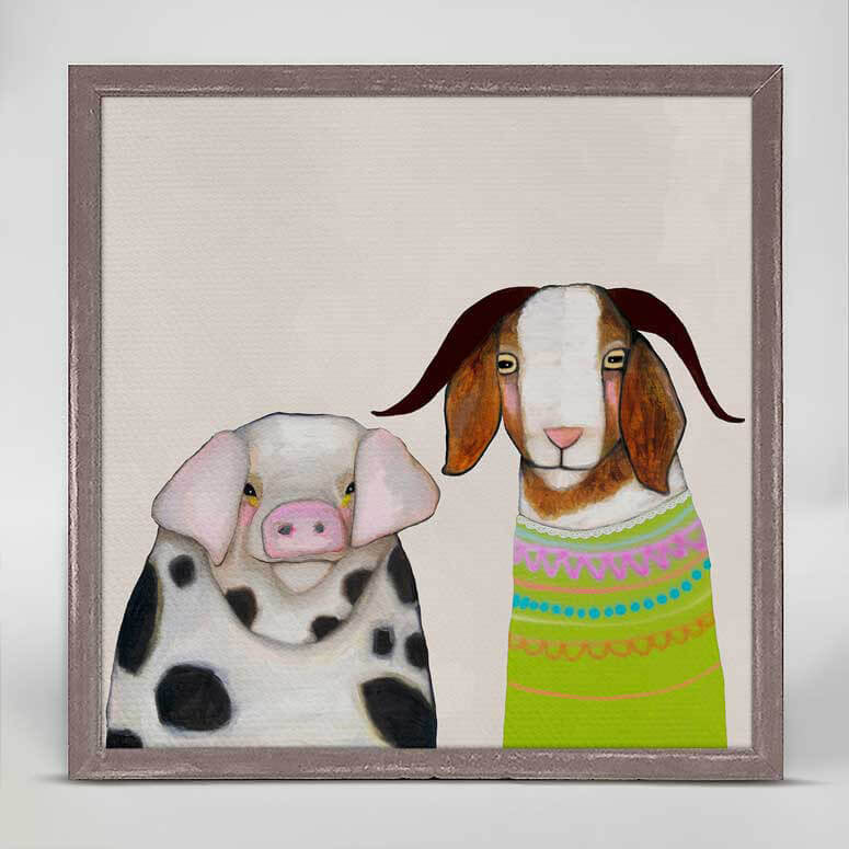 Pig and Goat Pals  - Neutral Mini Print 6"x6"