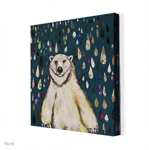 Polar Bear Raindrops - Canvas Giclée Print