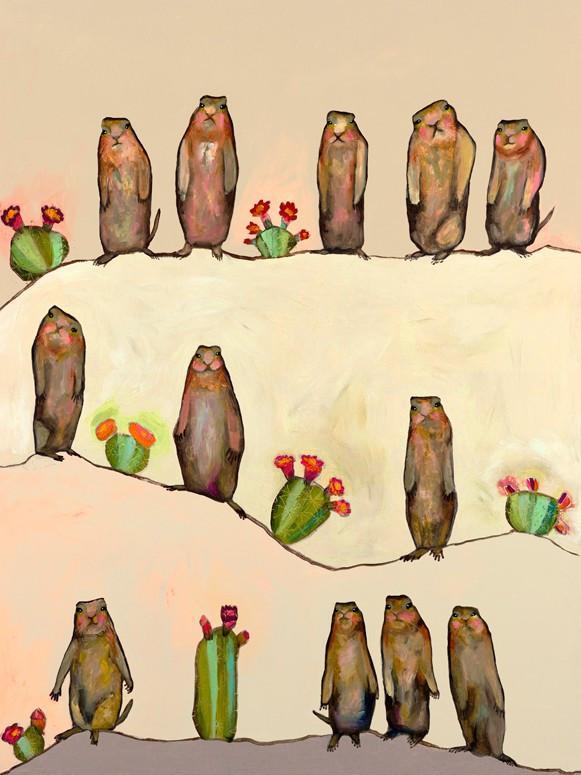 Prairie Dogs on Cream - Canvas Giclée Print