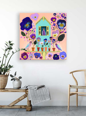 Purple Finches - Canvas Giclée Print