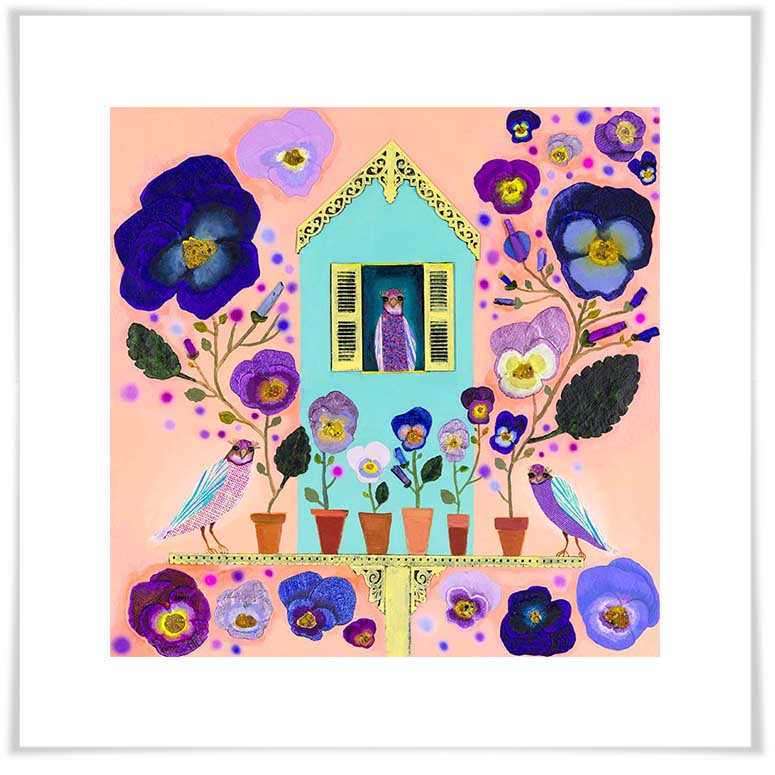 Purple Finches - Paper Giclée Print