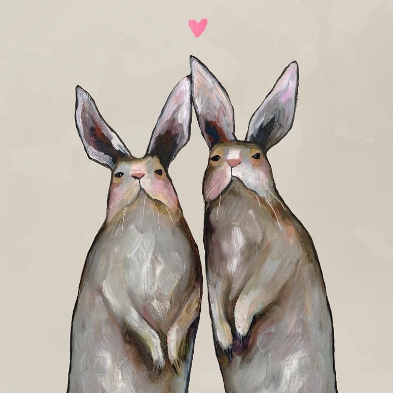 Rabbit Love Neutral - Canvas Giclée Print