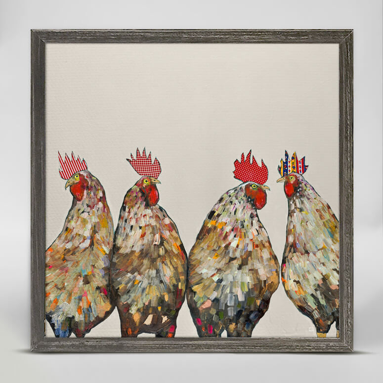 Roosters on Cream Mini Print 6"x6"