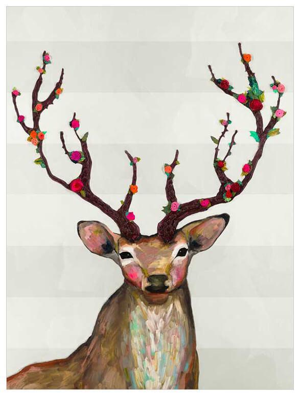 Rosy Buck on Cream - Canvas Giclée Print