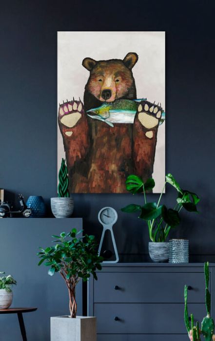 Salmon For Dinner on Soft Pewter - Canvas Giclée Print