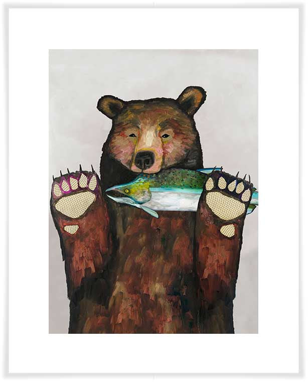 Salmon For Dinner on Soft Pewter - Paper Giclée Print