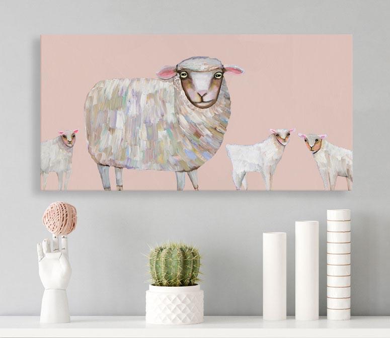 Sheep and Babies - Canvas Giclée Print