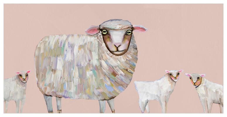Sheep and Babies - Canvas Giclée Print