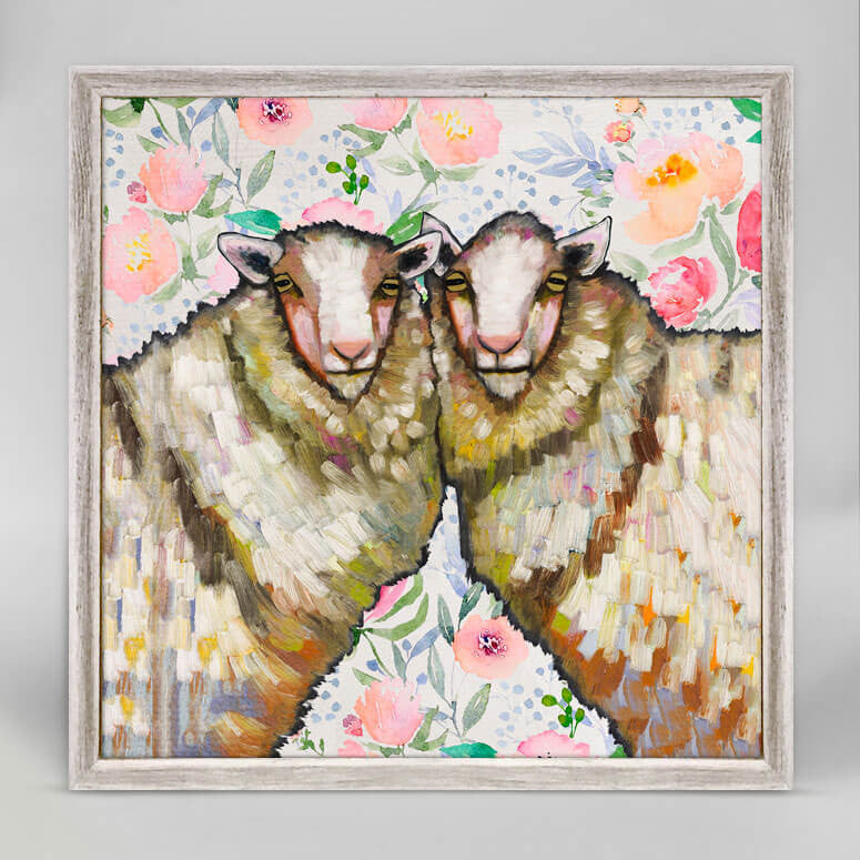 Sheep Duo - Floral Mini Print 6"x6"