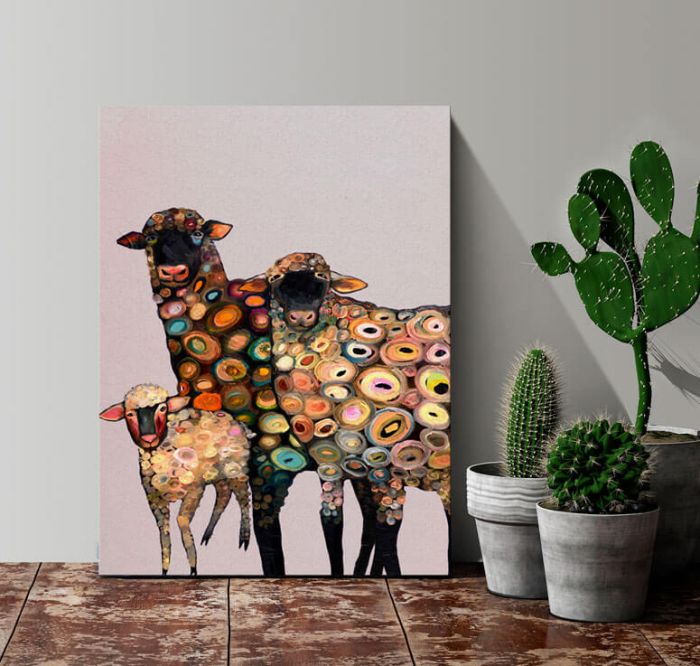 Sheep on Lavender - Canvas Giclée Print