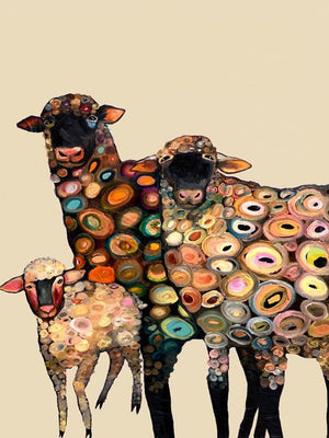 Sheep on Cream - Canvas Giclée Print