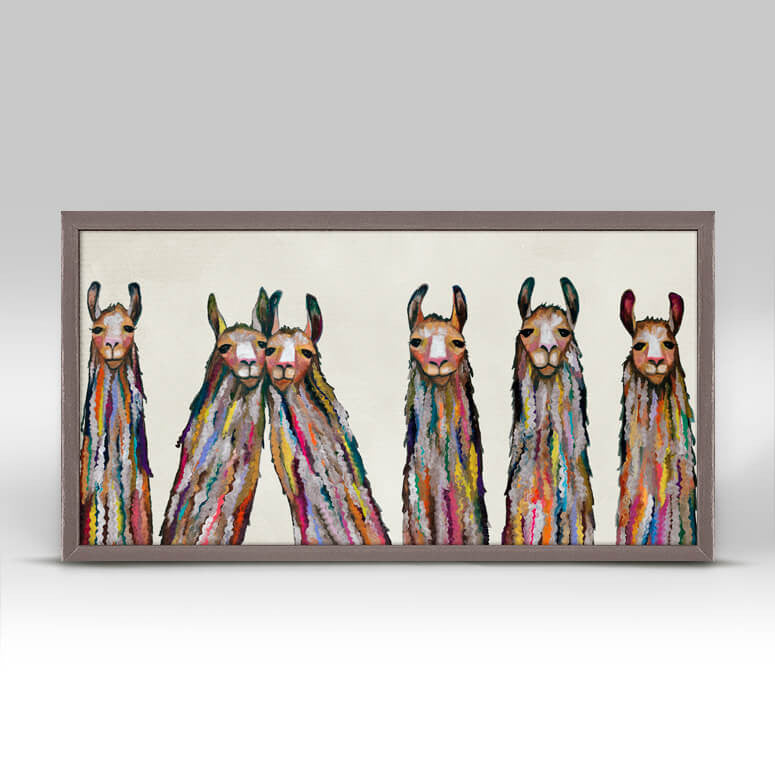 Six Lively Llamas on Cream Mini Print 10"x5"