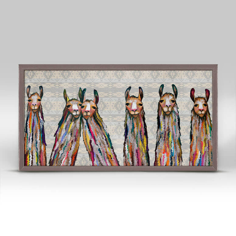 Six Lively Llamas - Tribal Mini Print 10"x5"