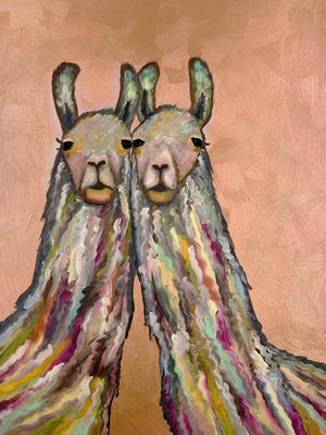 Snuggling Llamas - Canvas Giclée Print