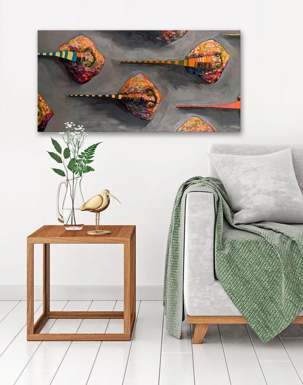 Stingrays in Racing Stripes - Canvas Giclée Print