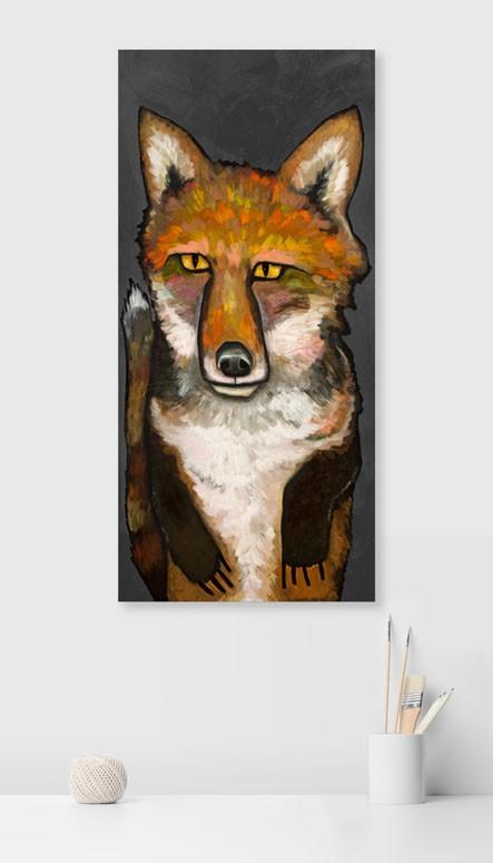 Super Fox on Grey - Canvas Giclée Print
