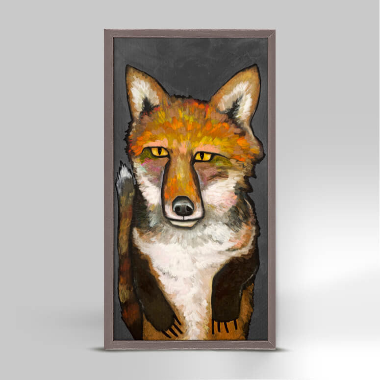 Super Fox on Gray Mini Print 5"x10"