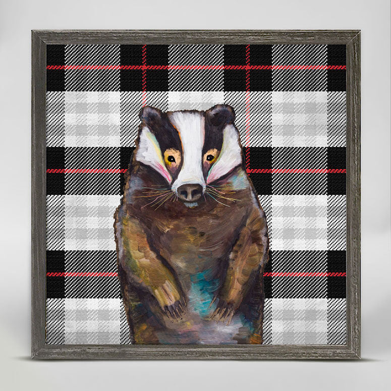 Badger in Tartan Mini Print 6"x6"