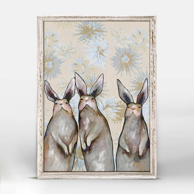 Three Standing Rabbits - Floral Mini Print 5"x7"