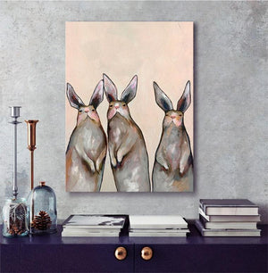 Three Standing Rabbits - Canvas Giclée Print