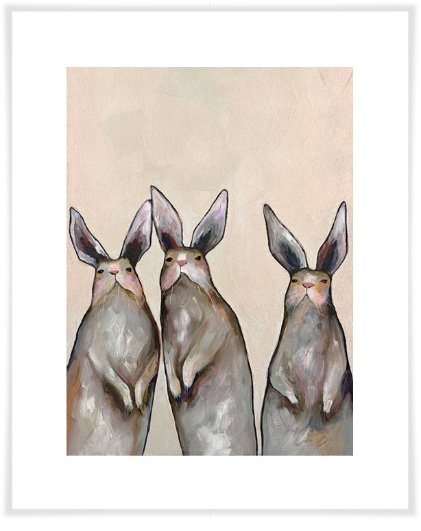 Three Standing Rabbits - Paper Giclée Print