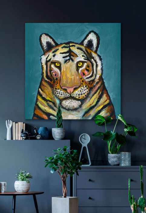 Tiger on Cerulean - Canvas Giclée Print