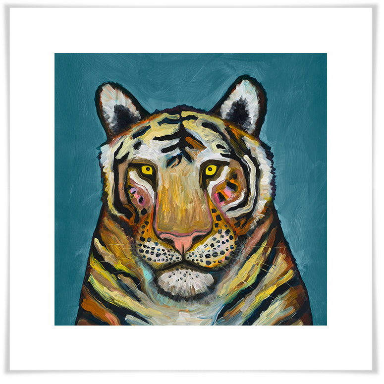 Tiger on Cerulean - Paper Giclée Print