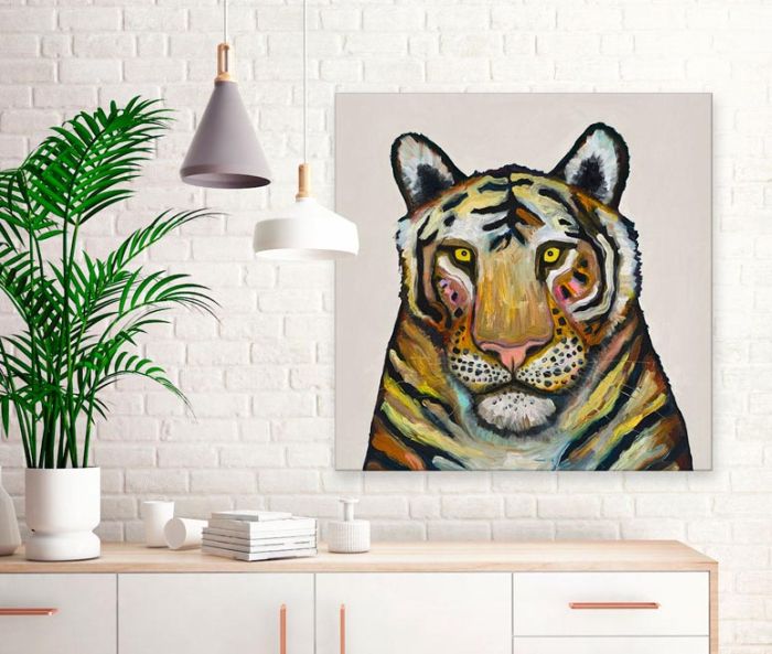 Tiger on Cream - Canvas Giclée Print