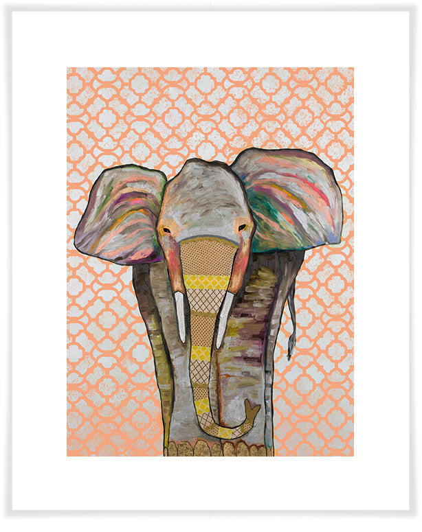 Trendy Trunk on Patterned Coral - Paper Giclée Print AS SEEN ON SUPERGIRL
