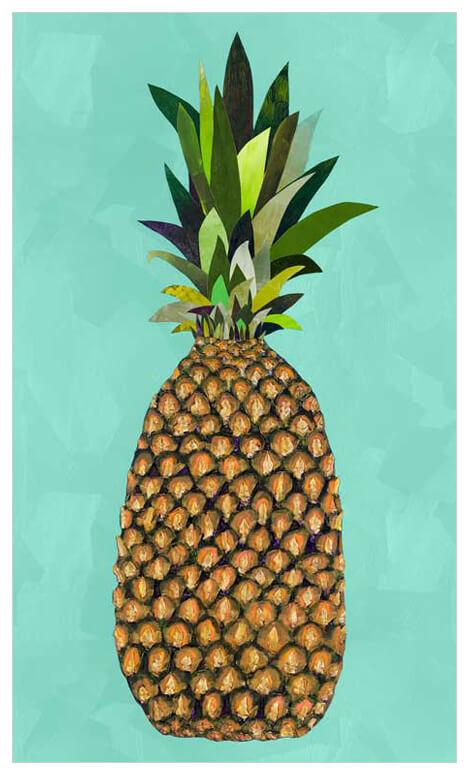 Tropical Pineapple Aqua - Canvas Giclée Print