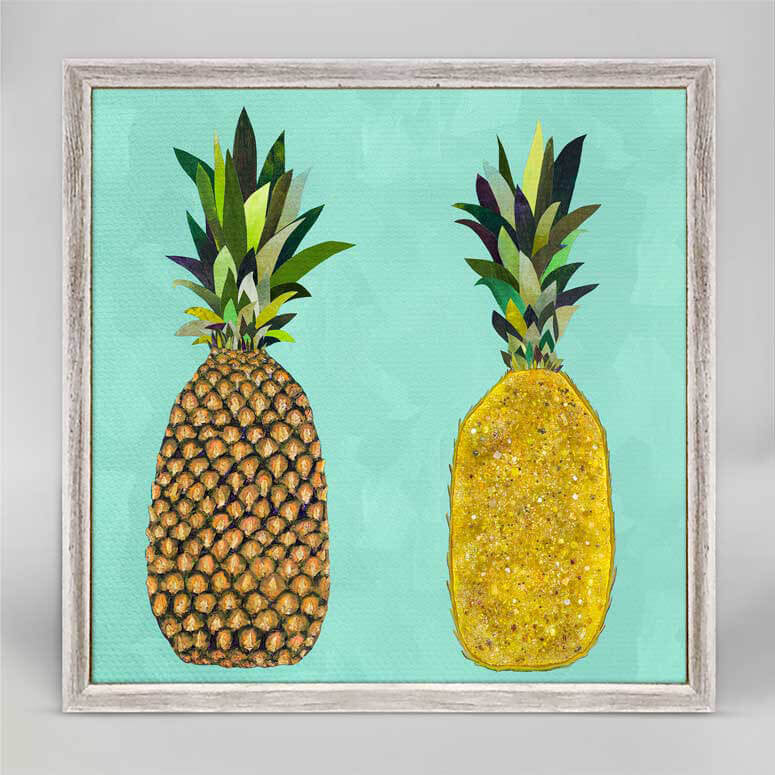 Tropical Pineapple Pair - Aqua Mini Print 6"x6"