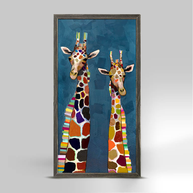 Two Giraffes on Blue Mini Print 5"x10"