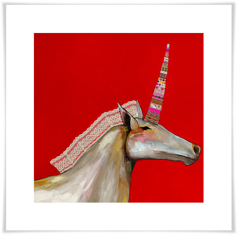 Unicorn With Lace Mane - Paper Giclée Print