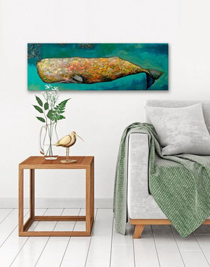 Whale in Seafoam - Canvas Giclée Print