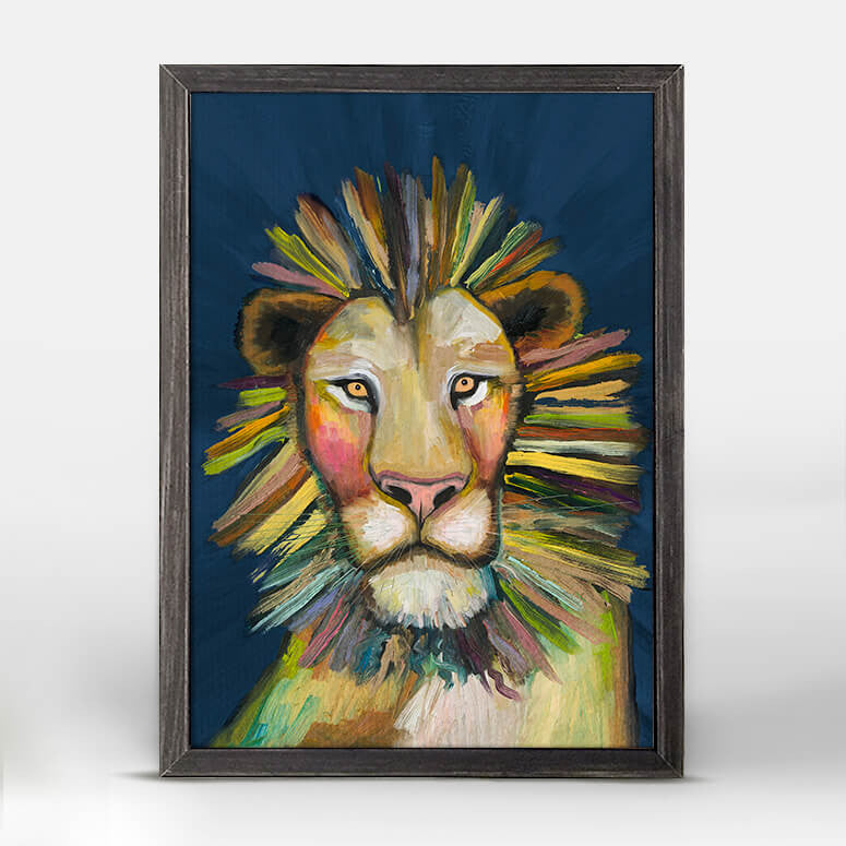 Wild Lion on Blue Mini Print 5"x7"