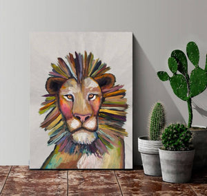 Wild Lion on Cream - Canvas Giclée Print