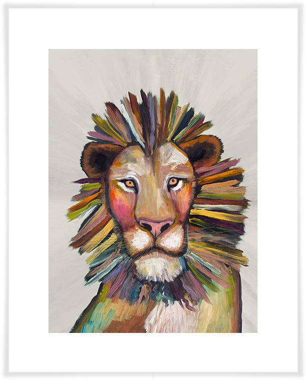 Wild Lion on Cream - Paper Giclée Print